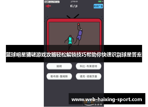 篮球明星猜谜游戏攻略轻松解锁技巧帮助你快速识别球星答案